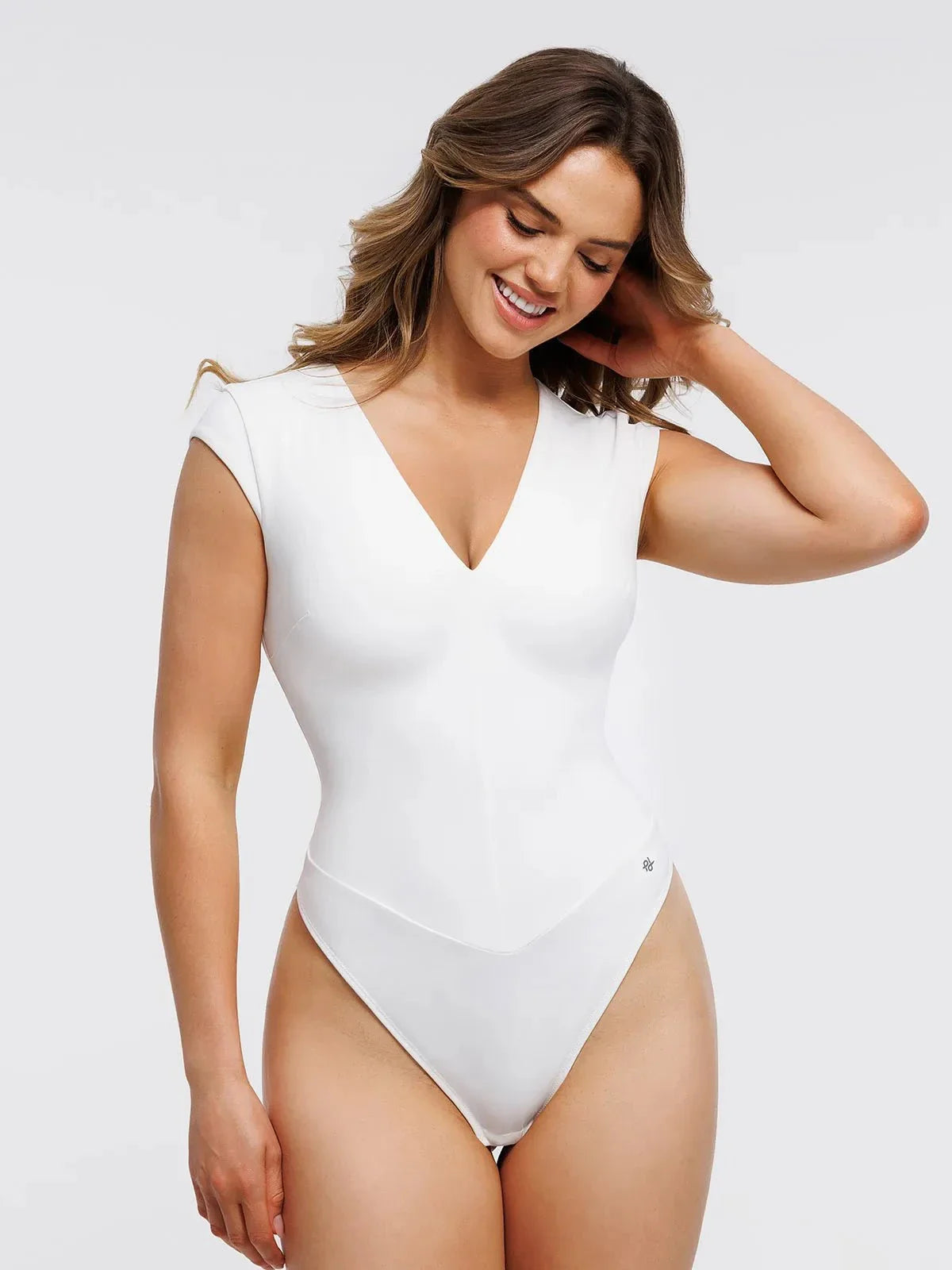 Body Modelador Decote V Manga Cap Valentina Privée | Silhueta Definida
