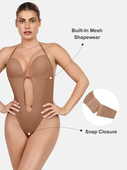 Body Modelador Halter Sem Costas Valentina Privée | Decote U Profundo Premium