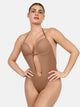 Roupas modeladoras com alças halter, decote em U profundo, efeito modelador, bodysuit sem costas