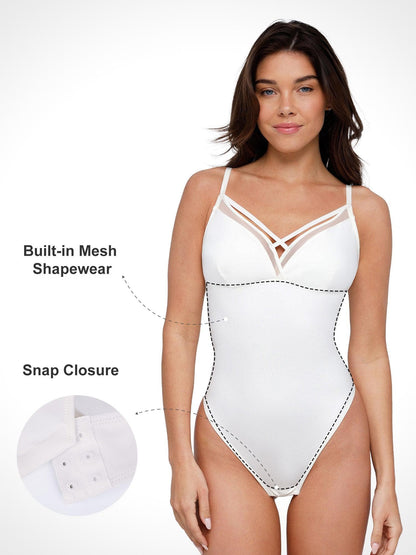 Body Modelador Sem Mangas em Tule com Controle Abdominal | Valentina Privée