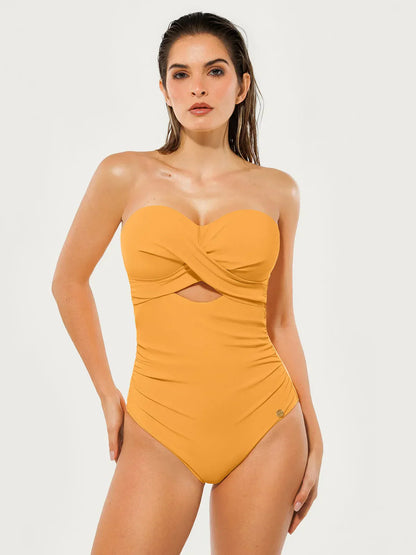 Maiô Modelador com Torção e Franzido com Alças Removíveis | Valentina Privée