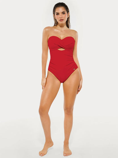 Maiô Modelador com Torção e Franzido com Alças Removíveis | Valentina Privée